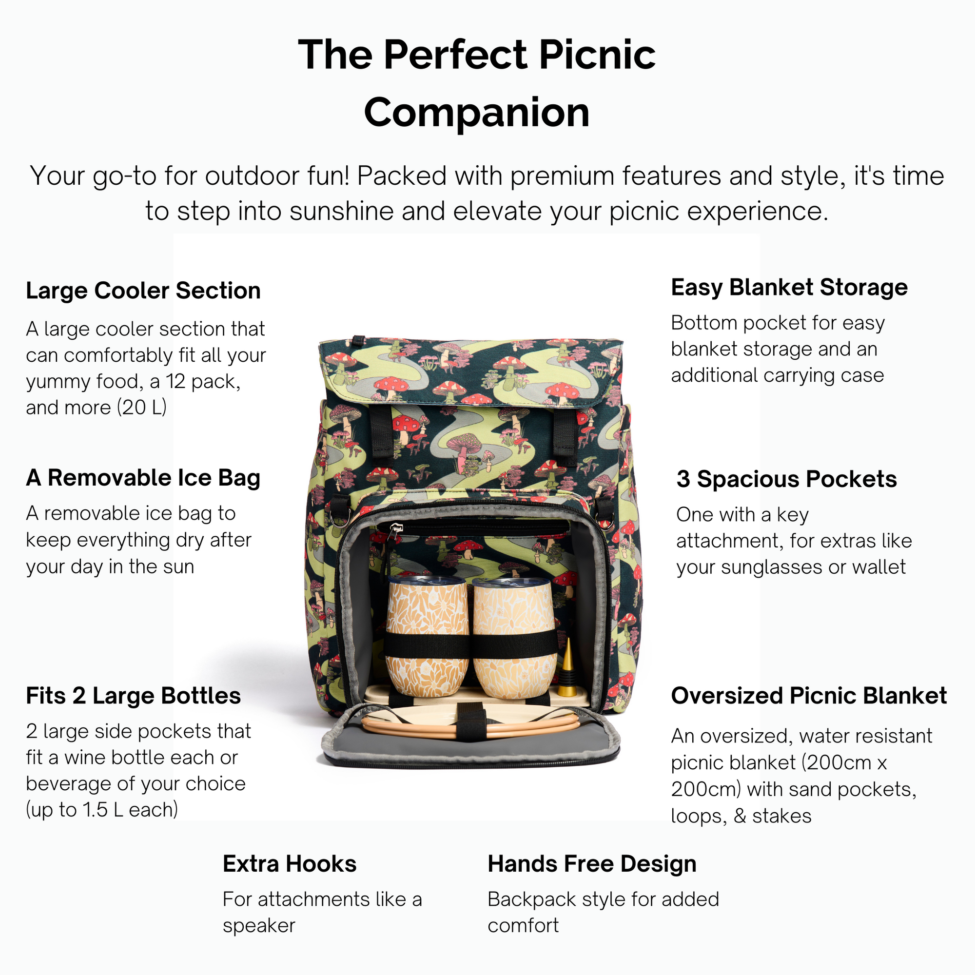 Luxe Picnic Backpack in Moody Mushies