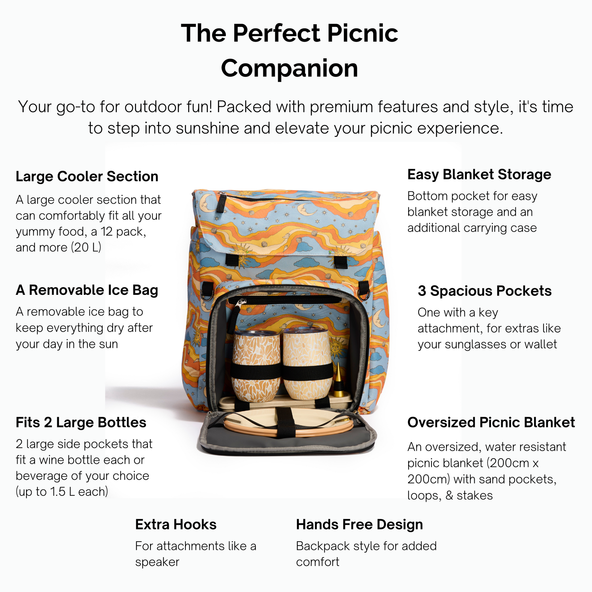 Luxe Picnic Backpack in Starry Seas